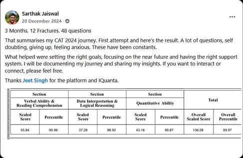 Sarthak Jaiswal feedback
